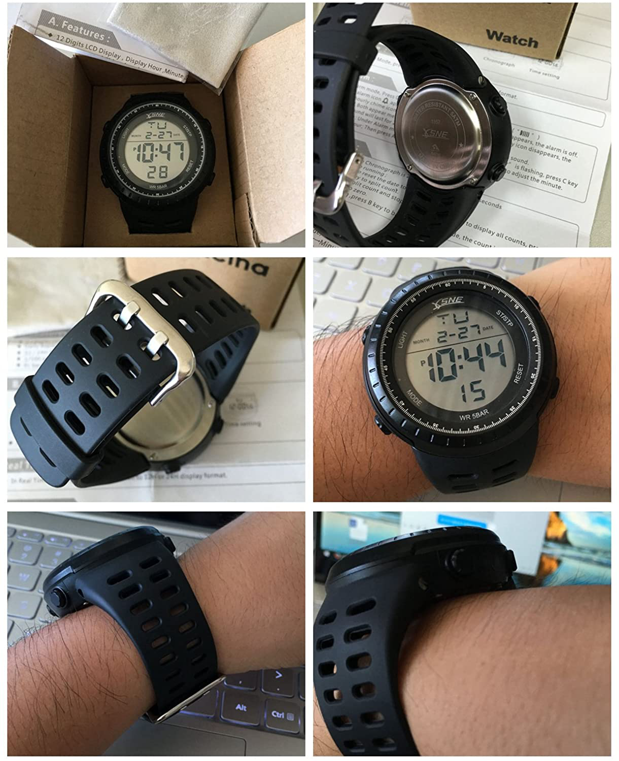 Digital Sports Watch Water Resistant Outdoor Easy Read Military