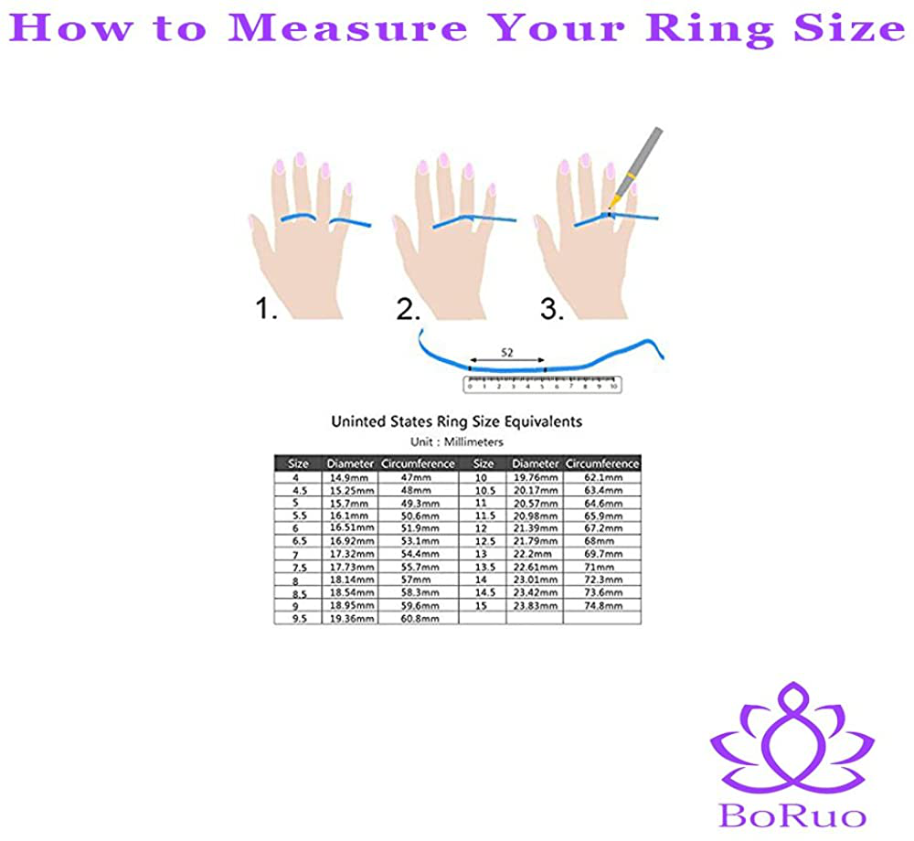 BORUO 925 Sterling Silver Ring Triple Interlocked Rolling High Polish Ring Size 4-12