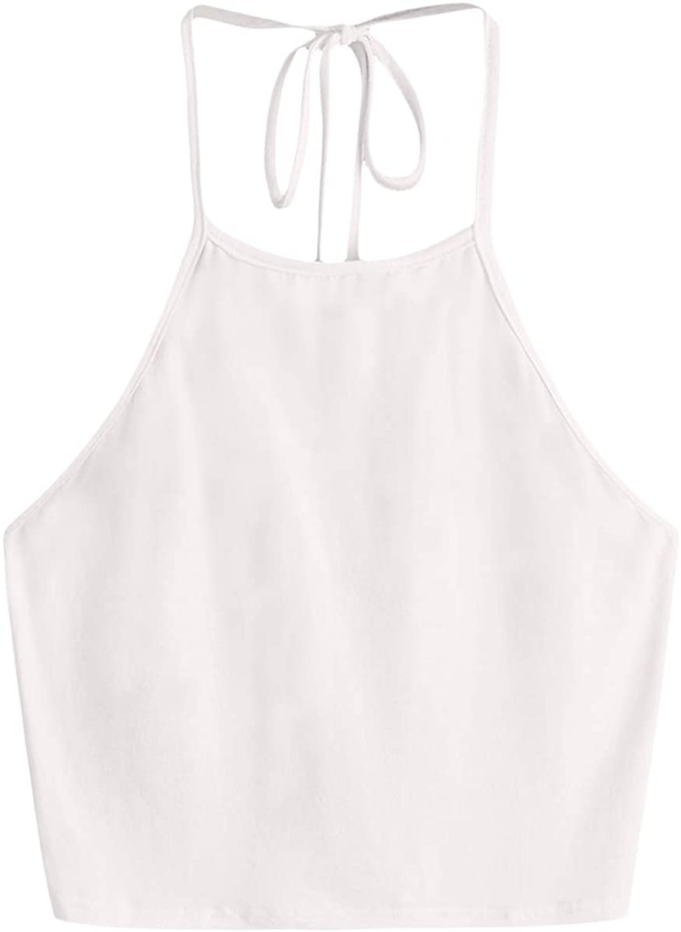 Romwe Women's Casual Camisole Sleeveless Vest Halter Cami Tank Top