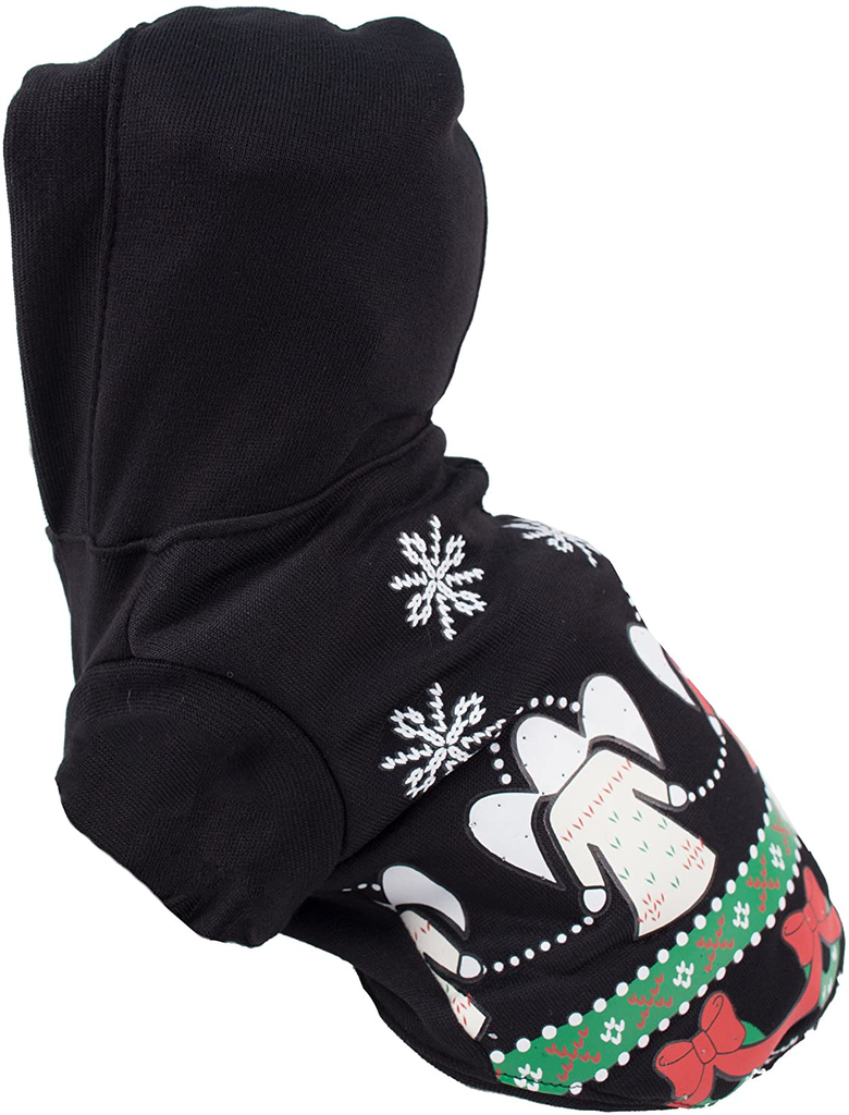 PET LIFE 'Festive Holidays' LED Lighting Fashion Designer Holiday Pet Dog Costume Sweater Hoodie w/ Included Batteries, Small, Black