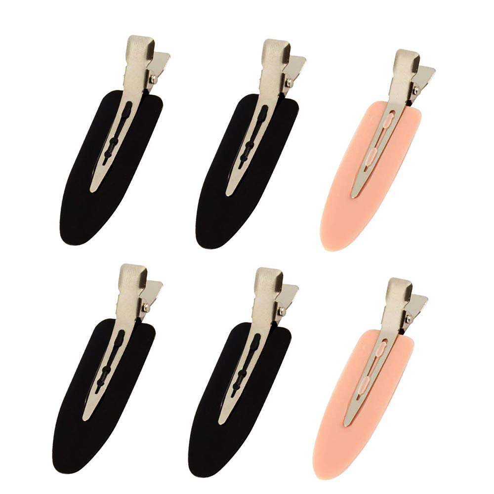 6 Pieces No Bend Hair Clips, No Crease Hair Clip for Hairstyling, Makeup Clips for Women and Girls (Black&Pink&White)