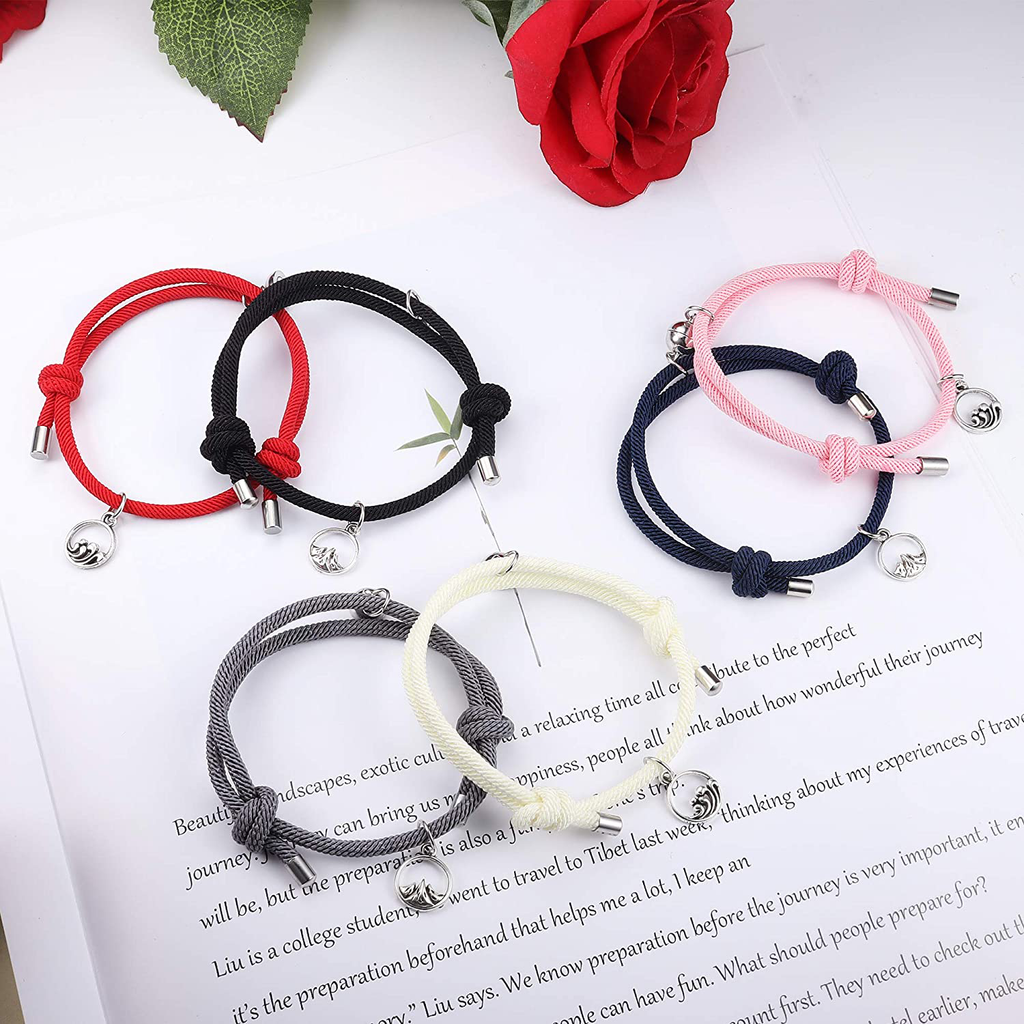 HANPABUM 1PCS Magnetic Couple Bracelets for Women Men Mutual Attraction Relationship Bracelets Vows of Eternal Love Gift for Lover Color Optional