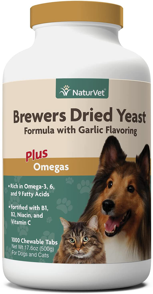 NaturVet – Brewer’s Dried Yeast Formula with Garlic Flavoring – Plus Omegas – Rich in Omega-3, 6 & 9 Fatty Acids – Fortified with B1, B2, Niacin & Vitamin C – for Dogs & Cats