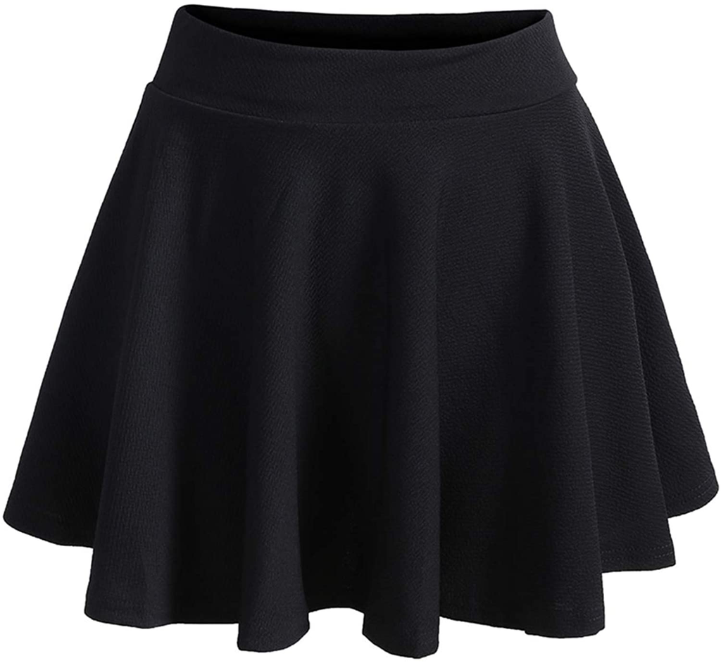 Romwe Women's Plus Size Stretchy Elastic Waist Flared Casual Mini Skater Skirt