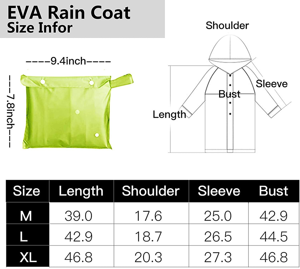 Besshopie Reusable Raincoat EVA Rain Poncho Unisex Men Women Long Rain Cape