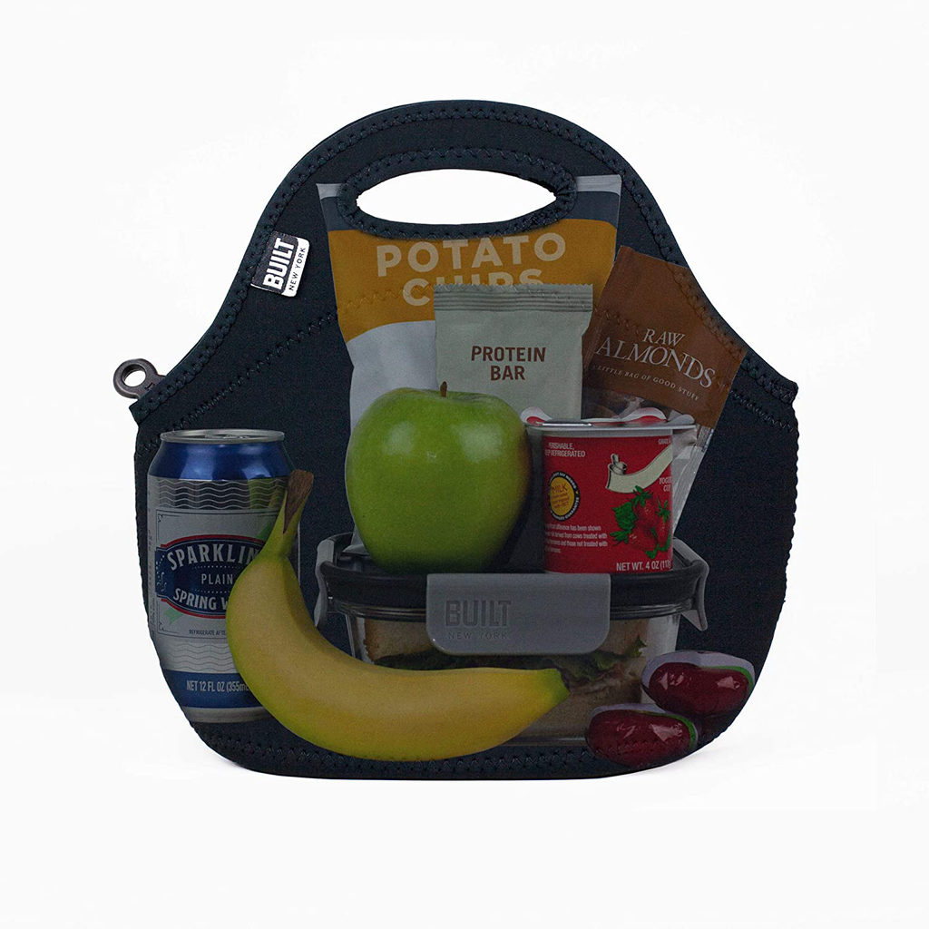 BUILT Gourmet Getaway Soft Neoprene Lunch Tote Bag - Lightweight, Insulated and Reusable Pewter Lily 5238344