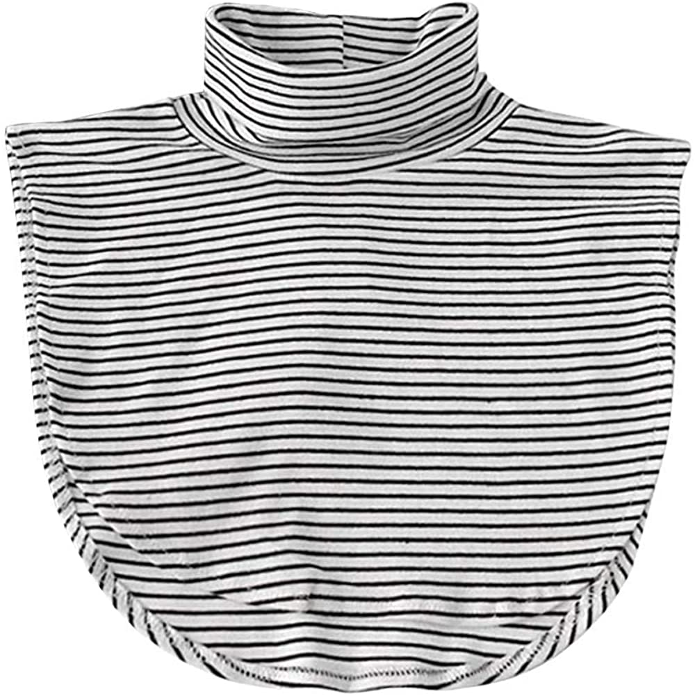 Joyci Women's Solid Stripe Turtleneck Dickey Collar Wear Outer or in Sweater Hoodie High Neck Mock Collar