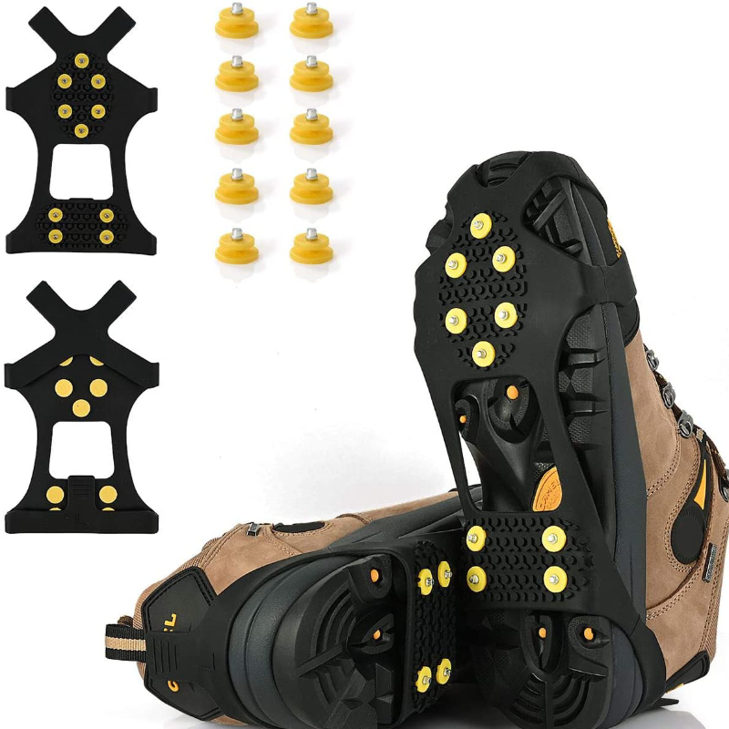 Ice Cleats, Ice Grips Traction Cleats Grippers Non-Slip over Shoe/Boot Rubber Spikes