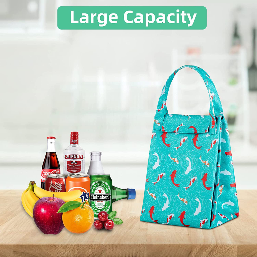 TKEPQ Lunch Bags for Women Fold Reusable Handbag Insulated Lunch Tote Bag Box Containers With Aluminum Foil for Men - Work/Picnic/Travel/School/Office