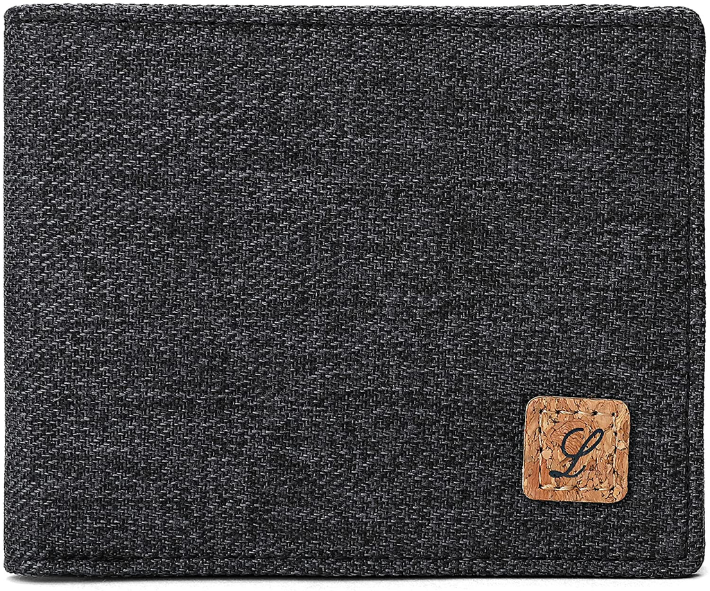Wallets For Boys Men Kids Teens Teenager Fabric RFID Blocking Bifold Wallet Small Thin (Crosshatch Black)