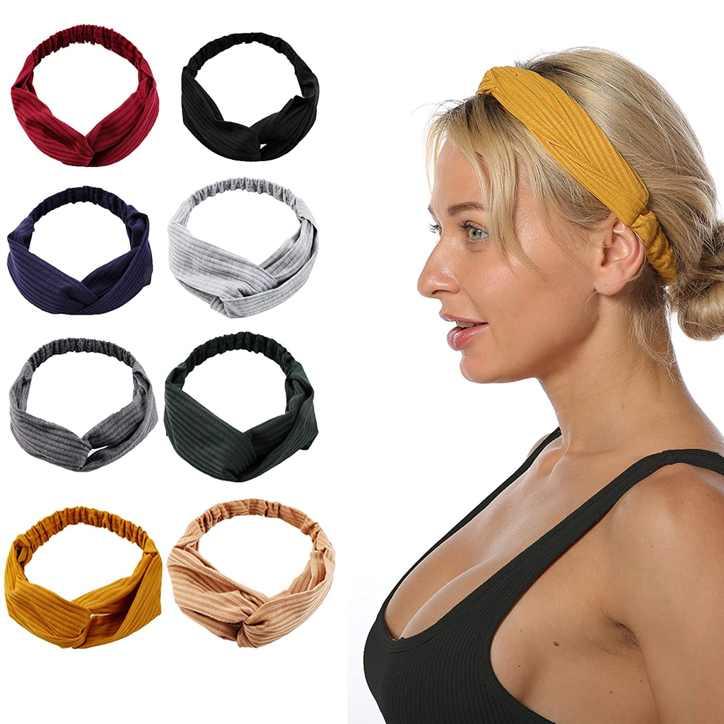 Multi-Pack Boho Headbands for Women Yoga, Morning Makeup, Party Hair Accessories, Sweat Wicking Non Slip Hair Bands