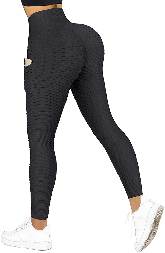 OMKAGI Sexy Butt Lifting Workout Leggings for Women Textured Booty High Waist Yoga Pant