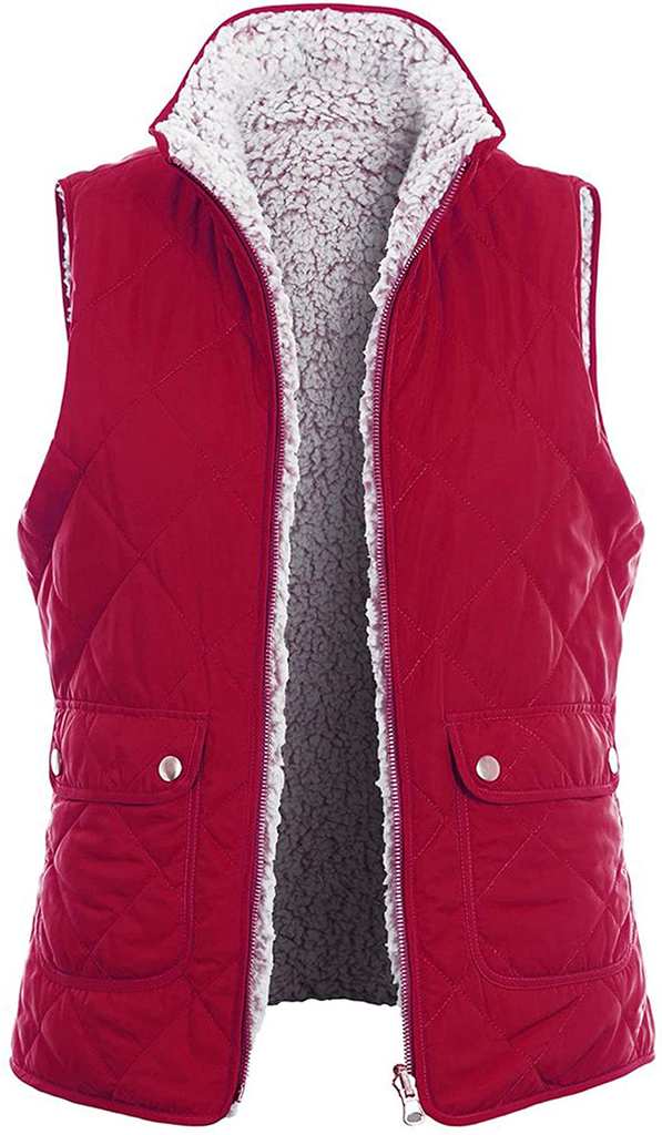 TOP LEGGING TL Women's Padded Lightweight Packable Puffer Vest Stand Collar Zip Up Jacket