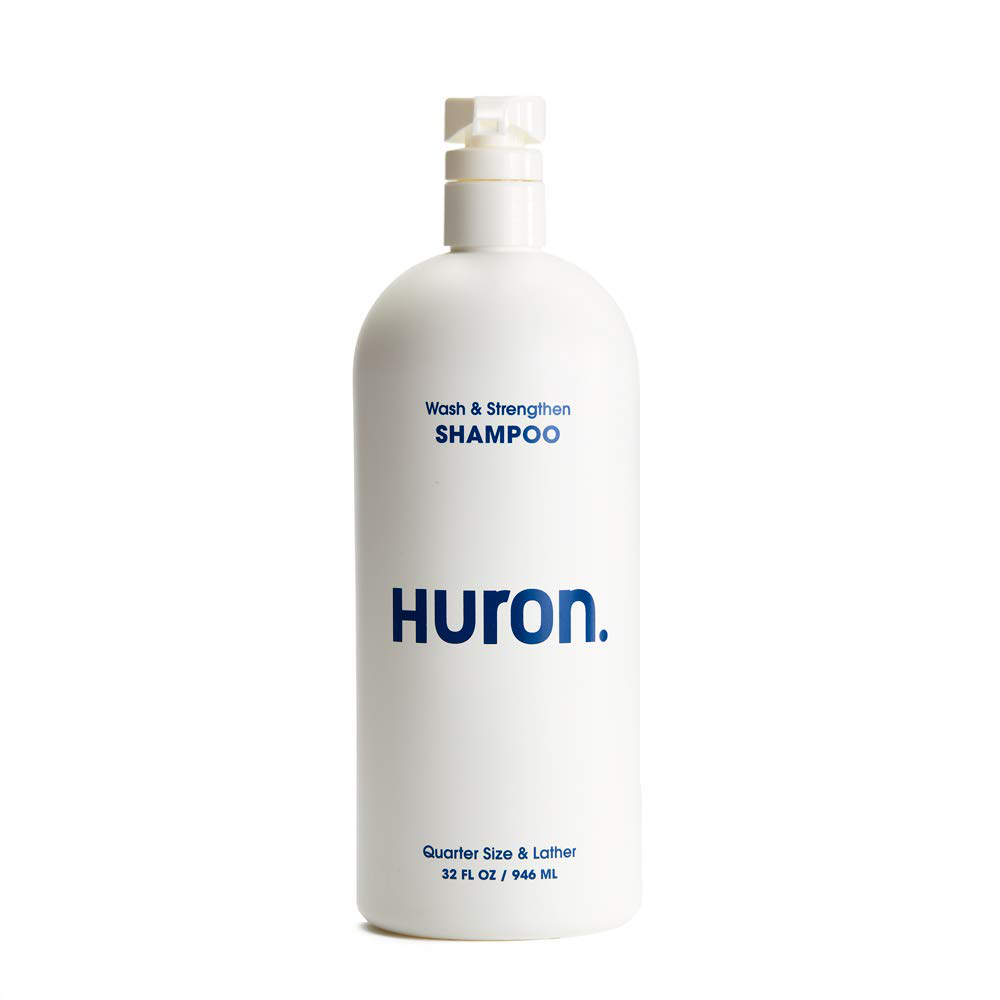 Huron - Men'S Wash & Strengthen Shampoo. Hydrating Shampoo Cleans and Nourishes as It Keeps Hair Strong, Full and Healthy Looking. Clean, Fresh Scent. Sulfate-Free, 100% Vegan and Cruelty-Free
