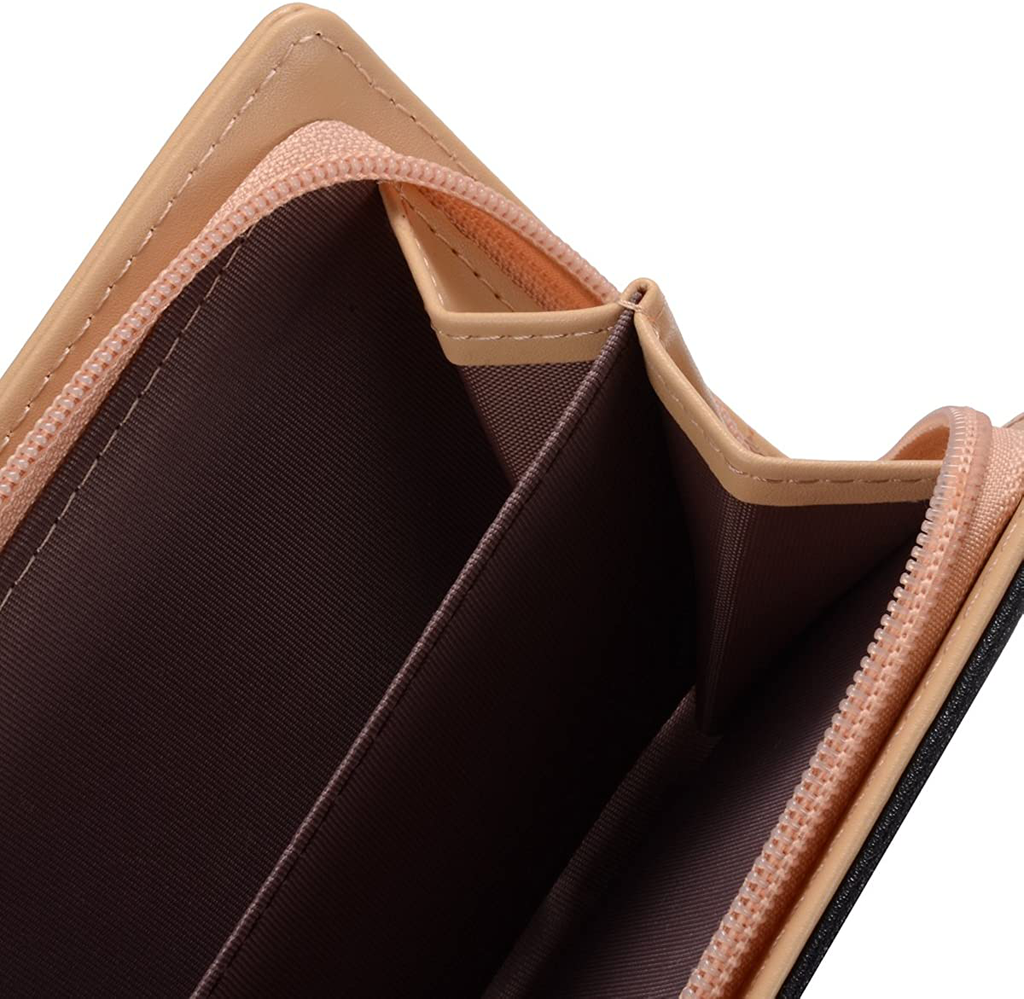 Women's Long Leaf Bifold Wallet Leather Card Holder Purse Zipper Buckle Elegant Clutch Wallet Handbag