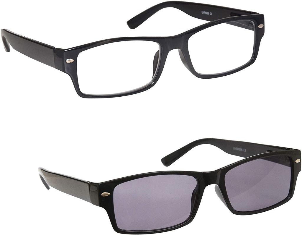 The Reading Glasses Company Black Sun Readers UV400 Mens Womens Spring Hinges S6-1 +2.50