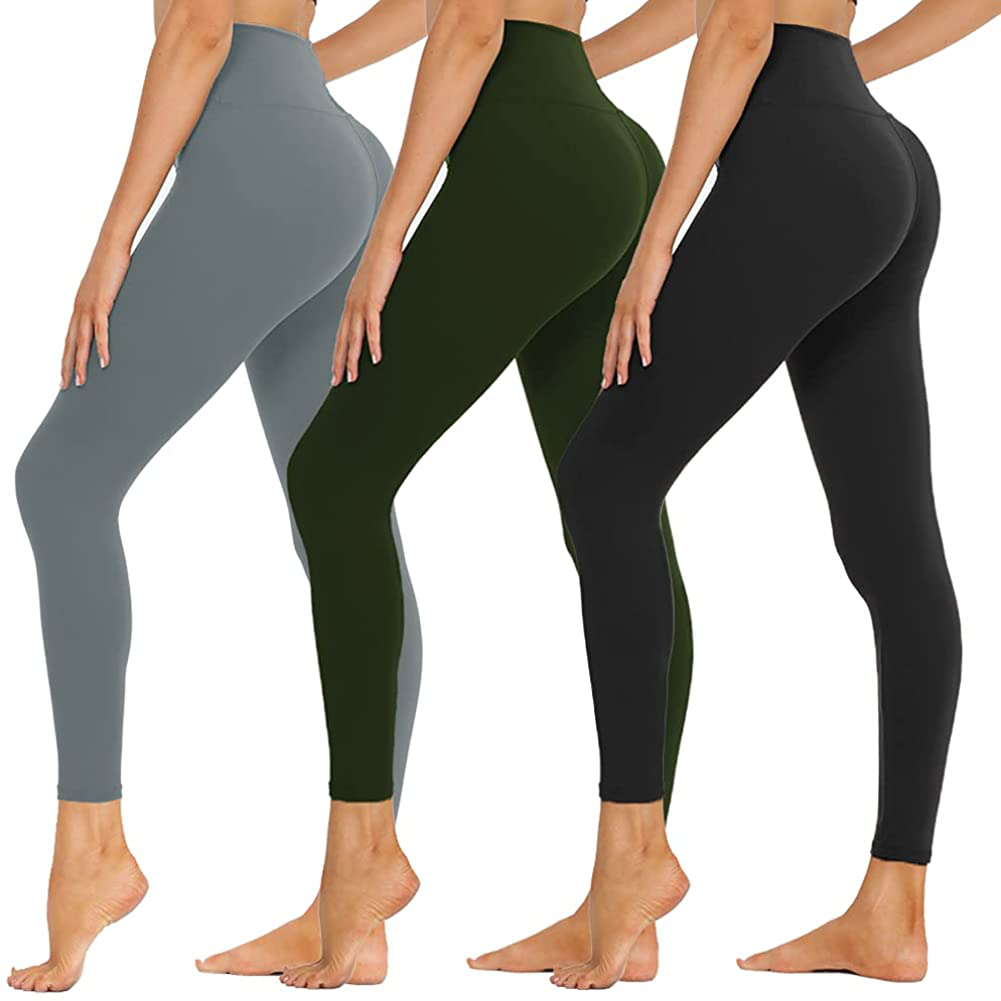Buy High Waisted Leggings for Women - Soft Athletic Tummy Control Pants for  Running Cycling Yoga Workout - Reg & Plus Size (3 Pack Black, Dark Grey,  Rosy Brown, One Size (US 2-12)) at