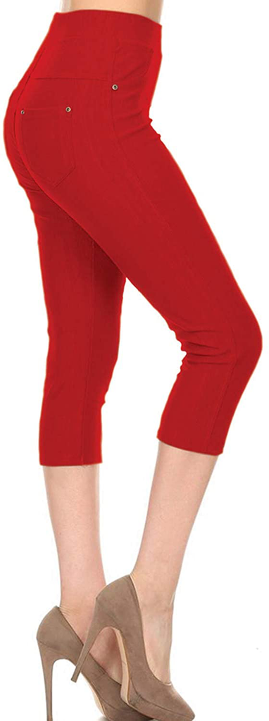 Leggings Depot Premium Quality Cotton Blend Stretch Jeggings with 2 Pockets