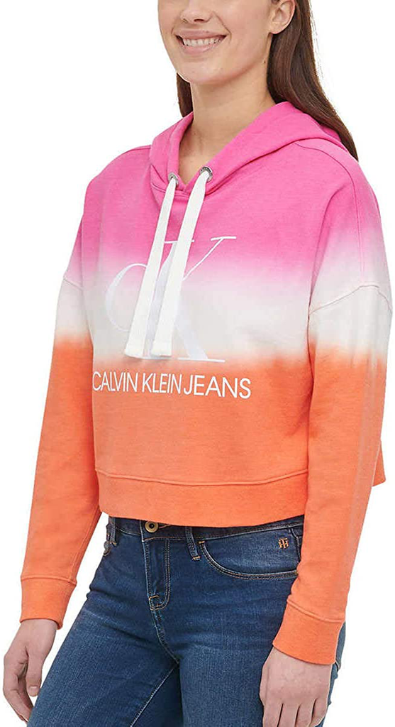 Calvin Klein Jeans Womens Monogram Logo Tie Dye Block Hoodie