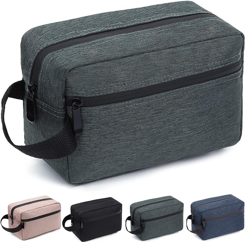 Travel Toiletry Bag for Women and Men, Water-Resistant Shaving Bag for Toiletries Accessories, Foldable Storage Bags with Divider and Handle for Cosmetics Toiletries Brushes Tools (Gray)