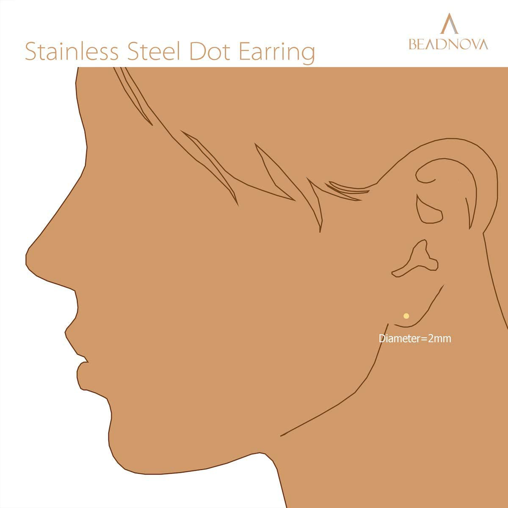 BEADNOVA Stud Earrings Flat Post Earrings Circle Piercing Disc Stainless Dot Earrings for Women (2-10mm, Gold, 1-3 Pairs)