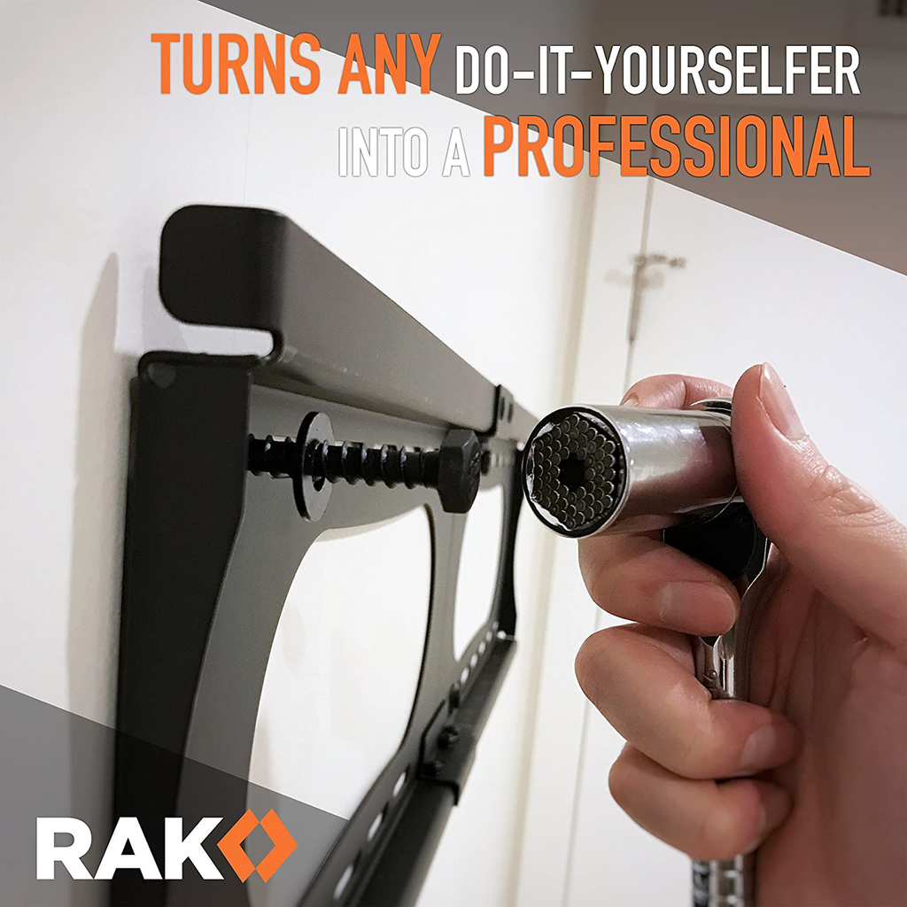 RAK Universal Socket Tool - Set of 2 Gadgets with 1/4-To-3/4-Inch Wrench Grip and Power Drill Adapter - Gift Ideas for Dad, Husband, Boyfriend, Handy Men or Women