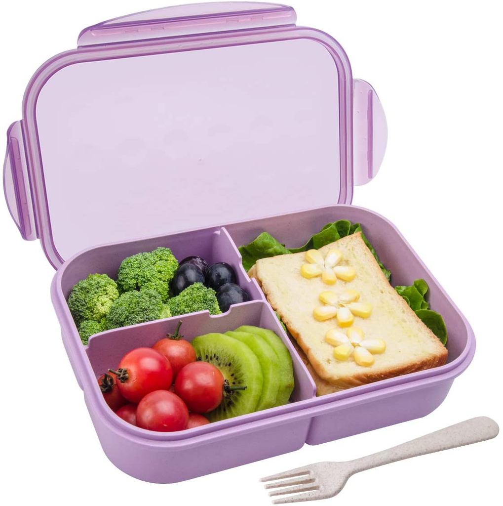 Bento Box,Bento Lunch Box for Kids and Adults, Leakproof Lunch Containers with 3 Compartments, Lunch box Made by Wheat Fiber Material(White) By Itopor