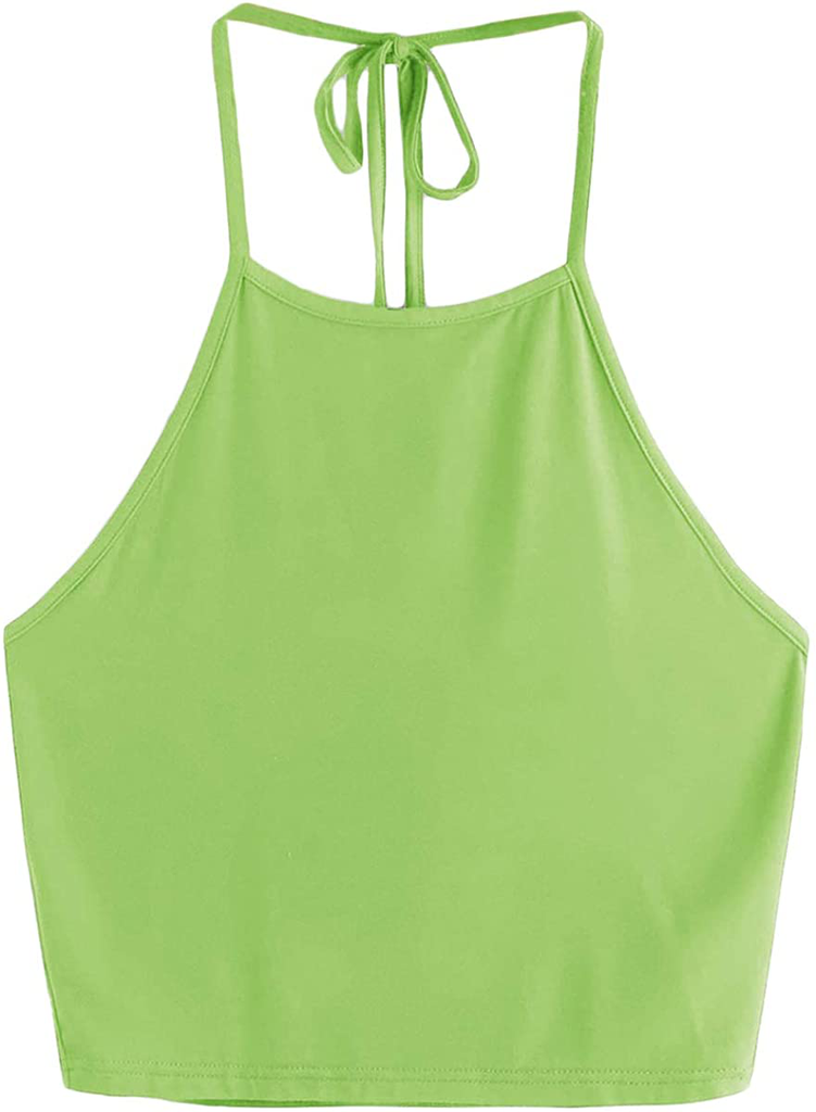 Romwe Women's Casual Camisole Sleeveless Vest Halter Cami Tank Top