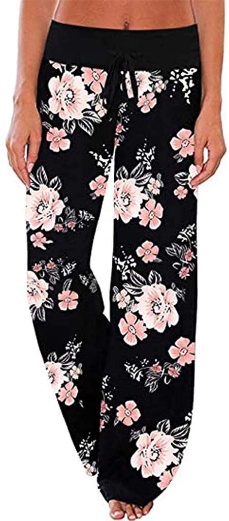 Women's Comfy Stretch Drawstring Palazzo Wide Leg Lounge Pant