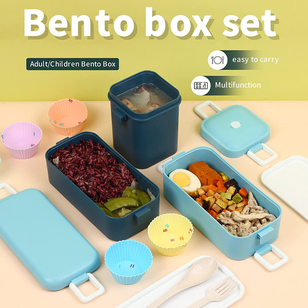 Bento Box Japanese Lunch Box Kit,2-In-1 Compartment,Leakproof Bento Lunch Box Meal Prep Containersfor Kids & Adults,Microwave, Dishwasher & Freezer Safe (Vibrant Green)