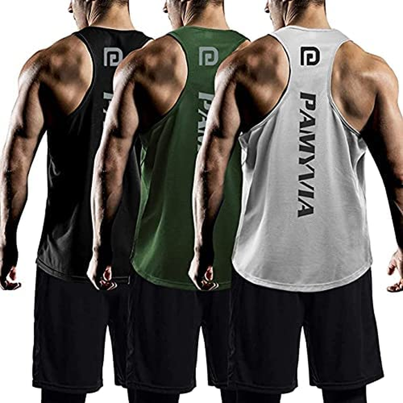 3 Pack Men's Muscle Shirts Dri Fit Gym Workout