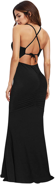 SheIn Women's Strappy Backless Summer Evening Party Maxi Dress – MODAndME