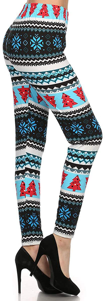 Women's Ultra Soft Christmas Reindeer Santa Snowman Holiday Printed Fashion Leggings BAT22