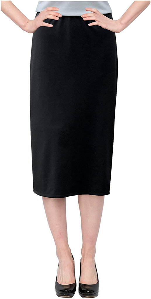 Baby'O Women's Basic Modest 26" Below The Knee Length Stretch Knit Straight Skirt