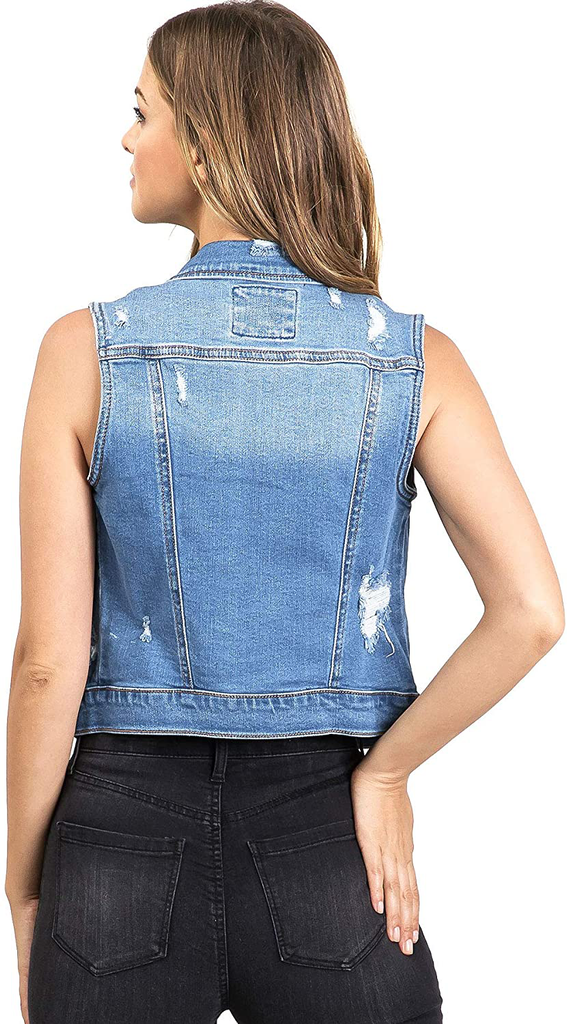 Wax Jeans Women's Classic Cropped Denim Vest