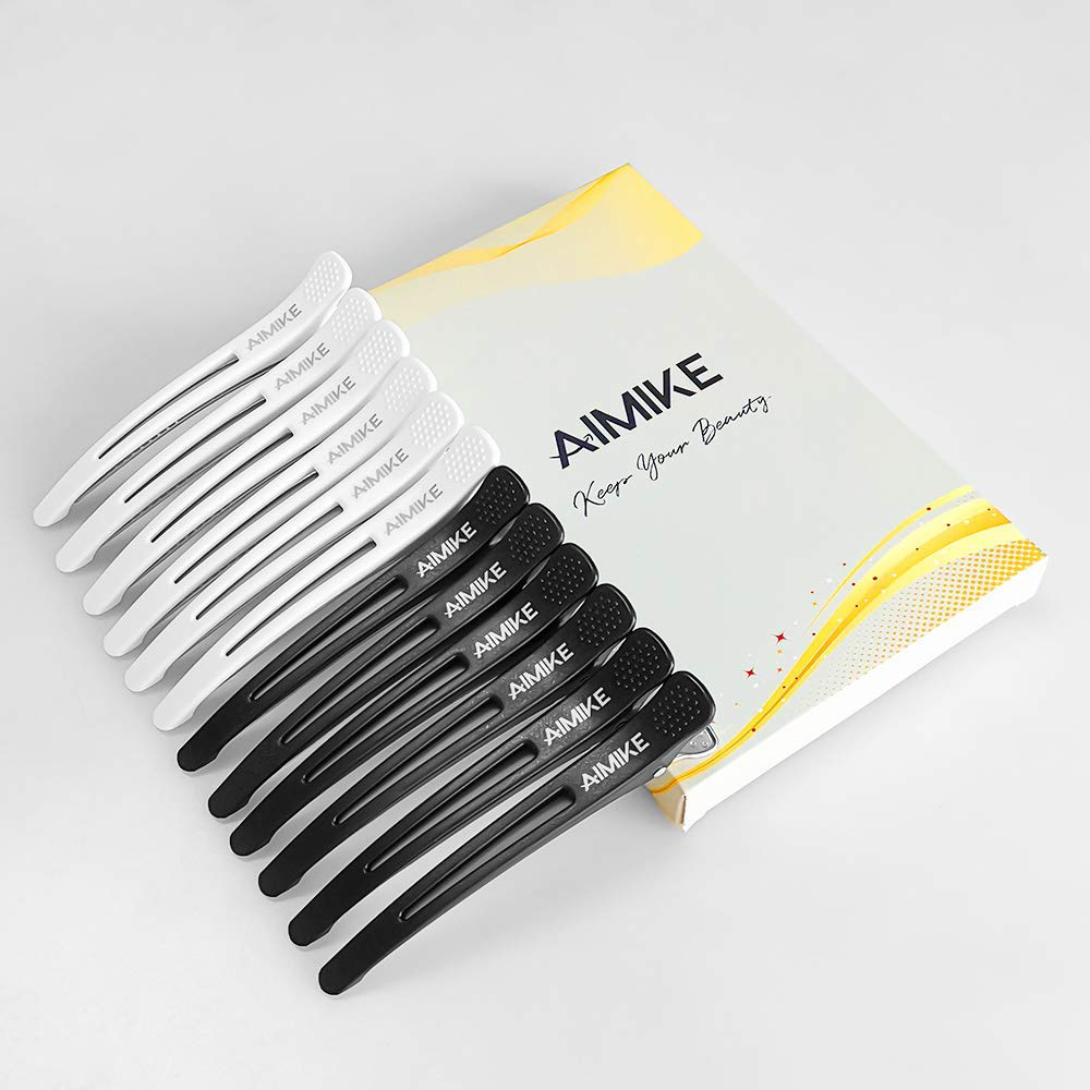 Hair Clips, AIMIKE 12 Pack Hair Clips for Styling and Sectioning, Non Slip Hair Clips with Silicone Band, No -Trace Hair Clips for Thick and Thin Hair - Professional Salon Hair Clips