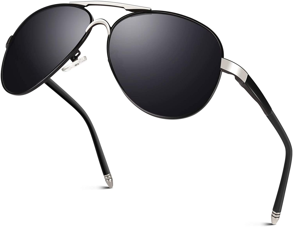 Premium Pilot Aviator Polarized Sunglasses UV400 with Spring Hinges