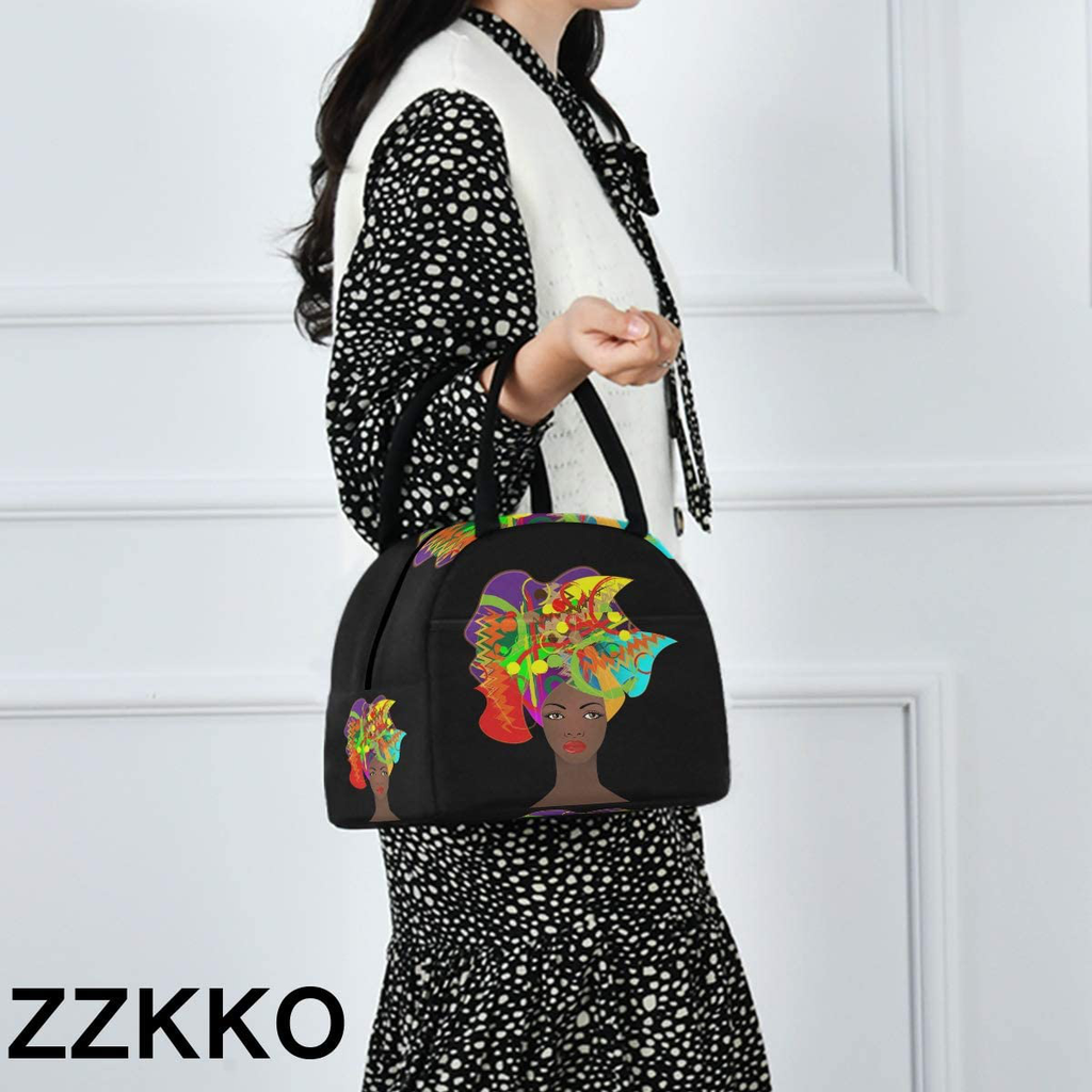 ZZKKO Indian Lotus Ethnic Elephant Lunch Bag Box Tote Organizer Lunch Container Insulated Zipper Meal Prep Cooler Handbag For Women Men Home School Office Outdoor Use