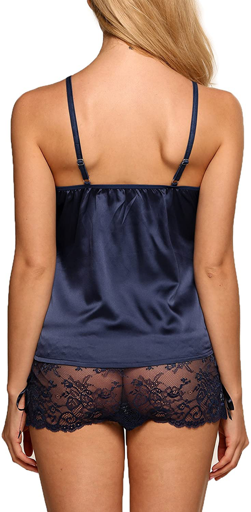 Avidlove Sexy Pajama Set for Women Lace Cami and Shorts Two Piece Satin Sleepwear