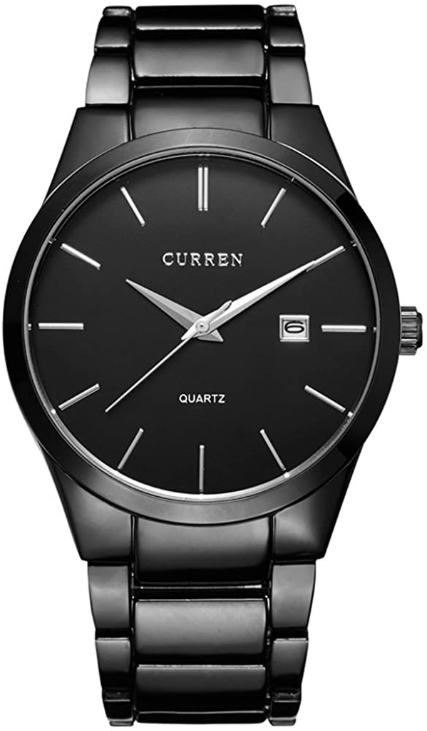 CURREN Men S Watches Classic Black/Silver Steel Band Quartz Analog Wrist Watch with Date for Man …