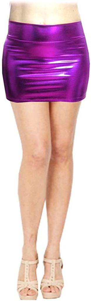 SACASUSA Shiny Stretchy Metallic Liquid Wet Look Mini Skirts 10 Colors