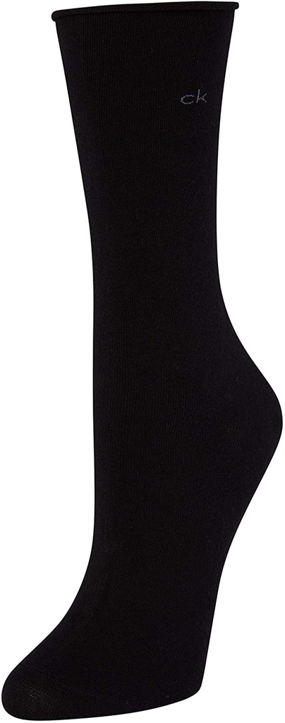 Calvin Klein Women's 3 Pack Cotton Roll Top Crew Socks