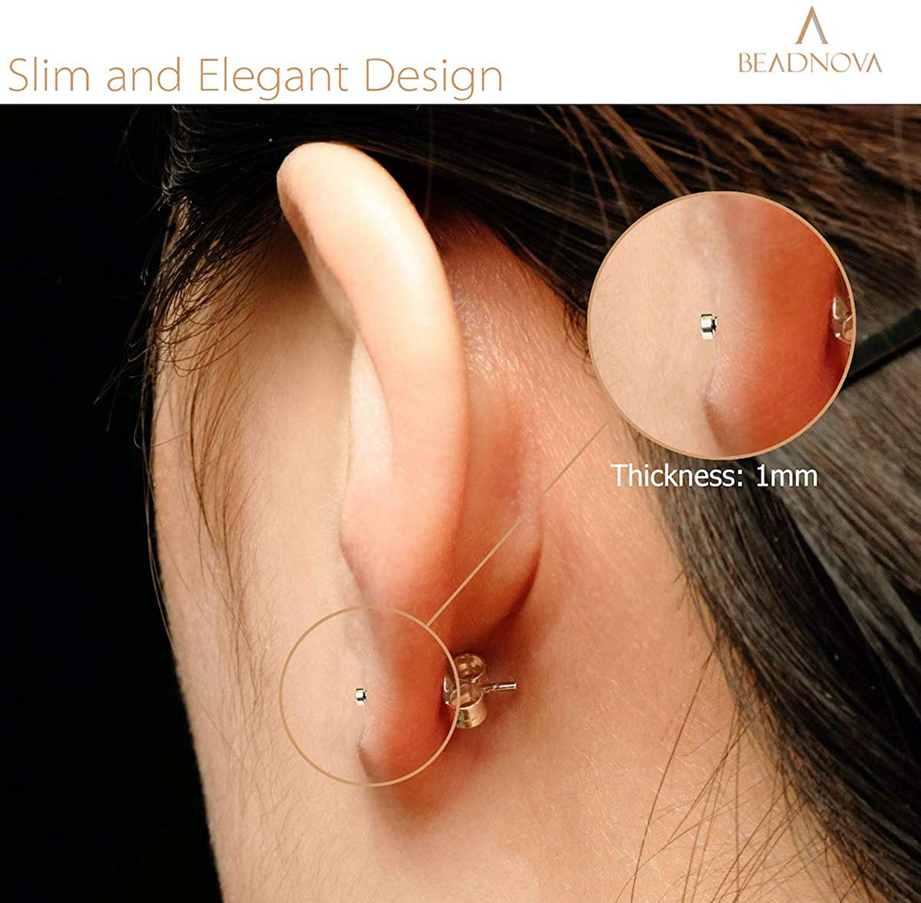 BEADNOVA Stud Earrings Flat Circle Piercing Dot Earrings Stainless Disc Post Earrings for Women (2-10mm, Silver, 1-3 pairs)