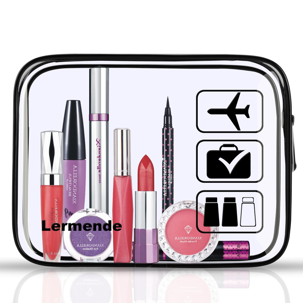 3pcs Lermende TSA Approved Toiletry Bag with Zipper Travel Luggage Pouch Carry On Clear Airport Airline Compliant Bag Travel Cosmetic Makeup Bags for Men Women - Black