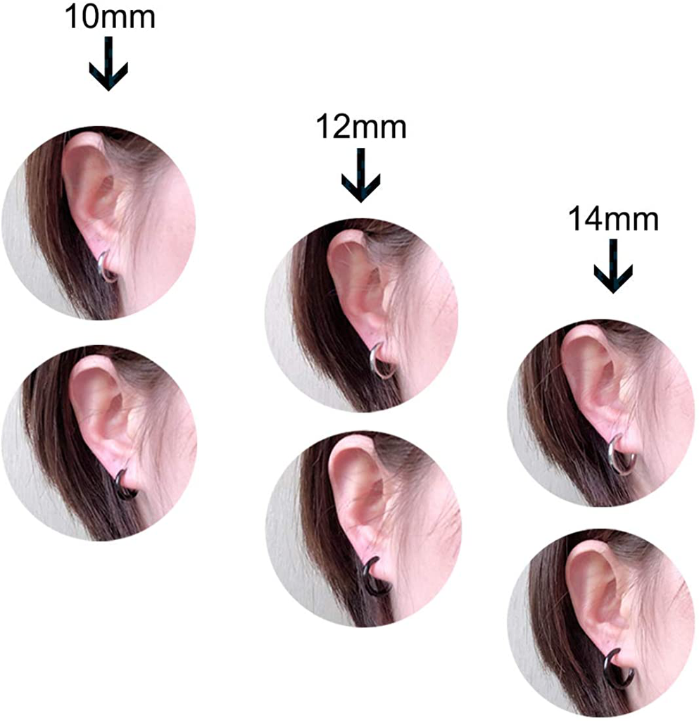 ZHIYAOR Hypoallergenic Titanium Steel Loop Earrings Set for Men Women Huggie Hoop Cartilage Piercing 18G