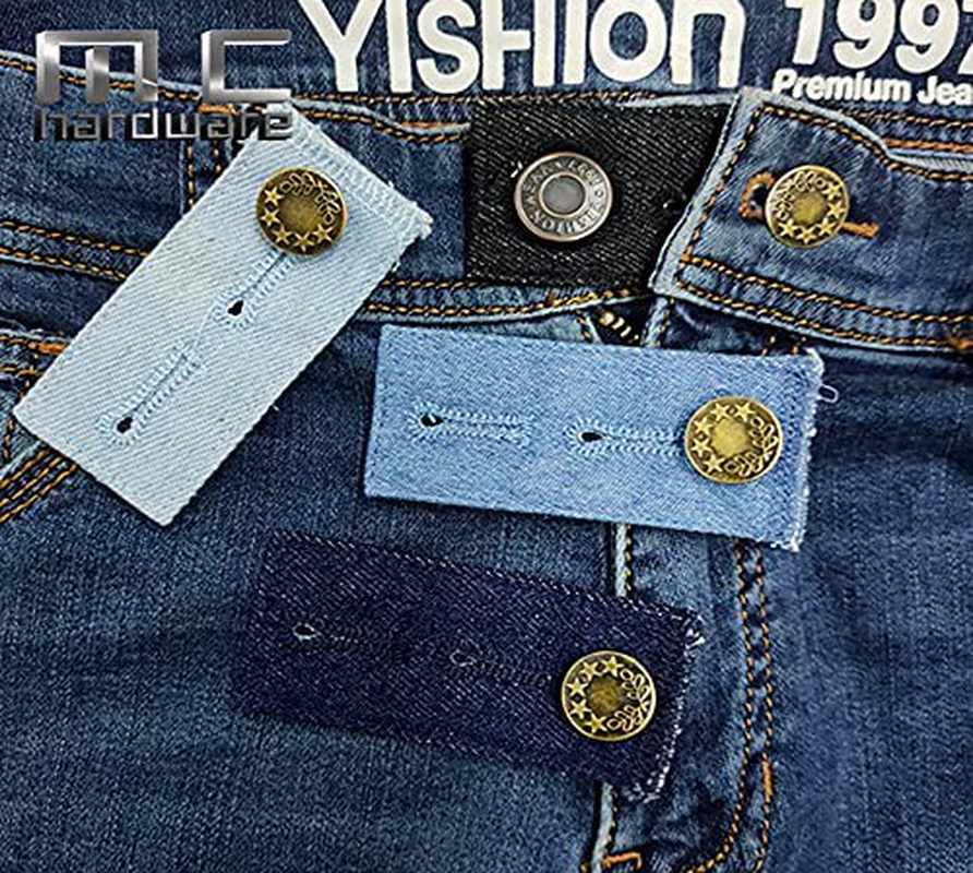 4Pack Denim Waist Extender Button and 5 Pack Elastic Waist Extenders Set, Adjustable Waistband Expanders for Men and Women Jeans Pants Button Extenders