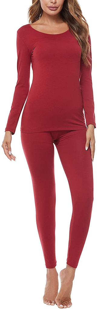 FINWANLO Thermal Underwear for Women Lightweight Long Johns Set Soft Cotton Base Layer Top & Bottom Pajamas