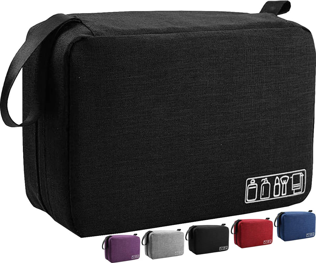 Toiletry Bag Travel Bag with Hanging Hook, Travel Toiletry Organizer Dopp Kit Water-Resistant Makeup Cosmetic Bag Shaving Bag for Accessories, Shampoo, Full Sized Container, Toiletries - Black