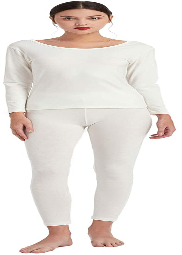 Mcilia Women's Cotton & Modal Thermal Baselayer Underwear Set Long Sleeve Top & Bottom
