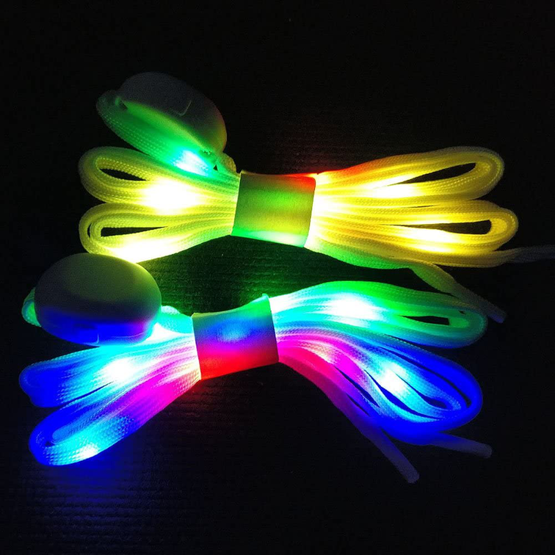 DINUOSEN LED White Shoelaces Light Up Shoe laces 3 Modes 7 Colors flashing Shoestrings